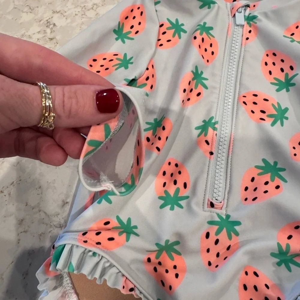 Old Navy 12-18M Strawberry Print Long Sleeve Swimsuit